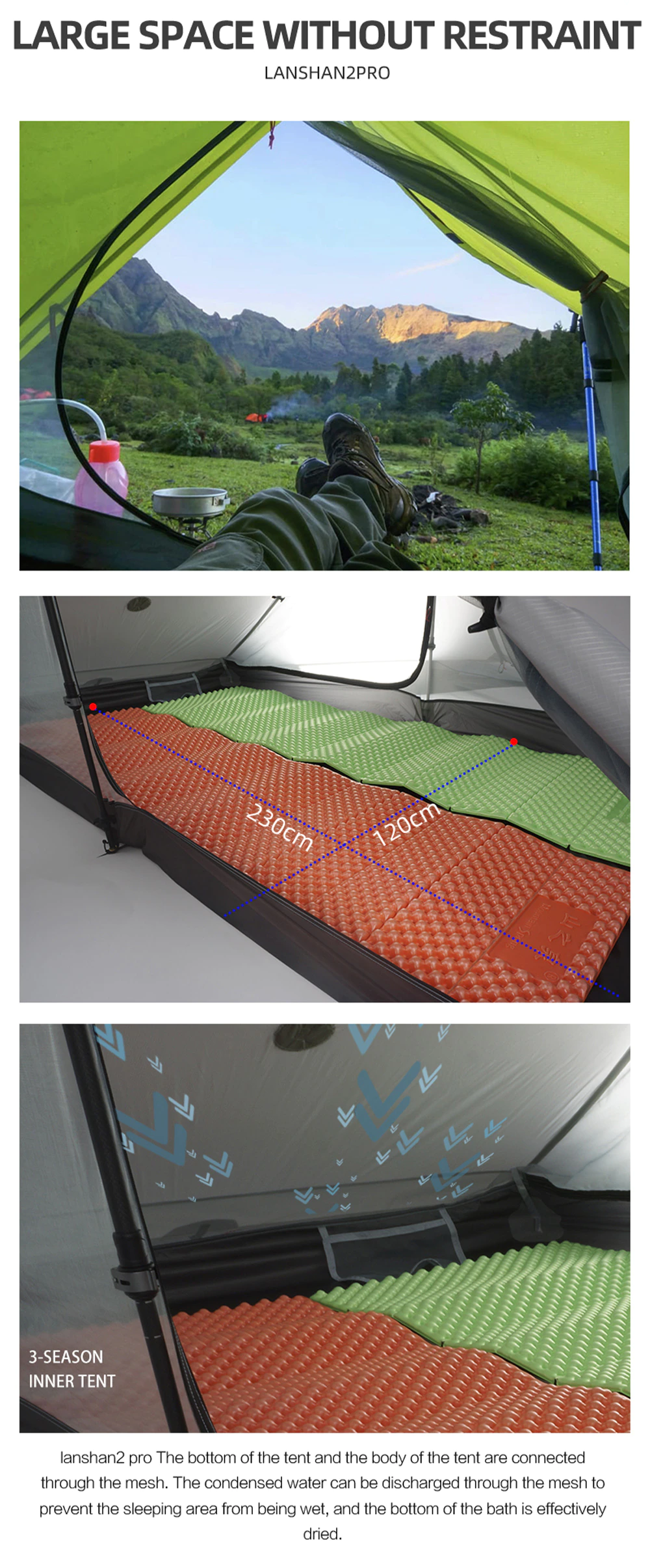 Cheap Goat Tents 3F UL GEAR Camping Tent Ultralight 2 Person 4 Season Professional 20D Silicone Nylon Outdoor Tent For Hiking LanShan 2 Pro   